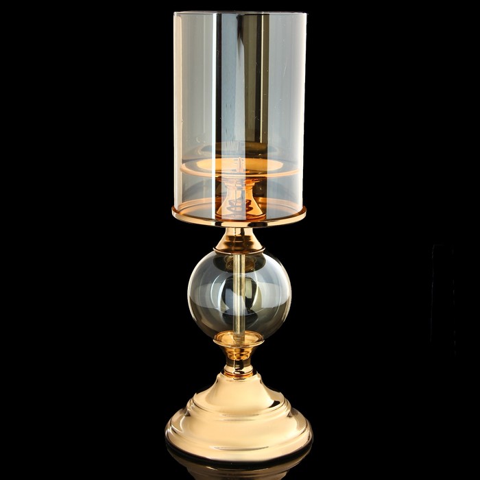 Подсвечник металл, стекло на 1 свечу "Шар" золото 33х11,4х11,4 см