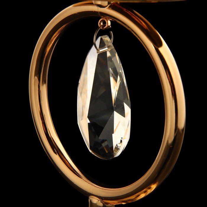 Подсвечник металл, стекло на 1 свечу "Капелька" золото 32,5х11,5х11,5 см