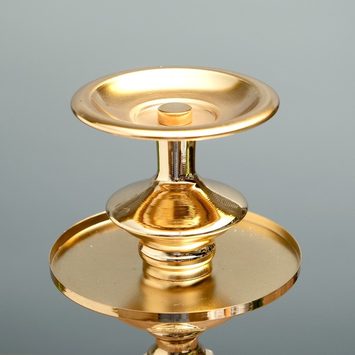 Подсвечник металл, стекло на 1 свечу "Лёд и пламя" золото 41х14х14 см