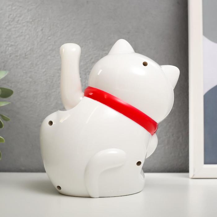 Маятник пластик от батарейки АА "Манеки-нэко белый машет лапкой" 12х14х10 см