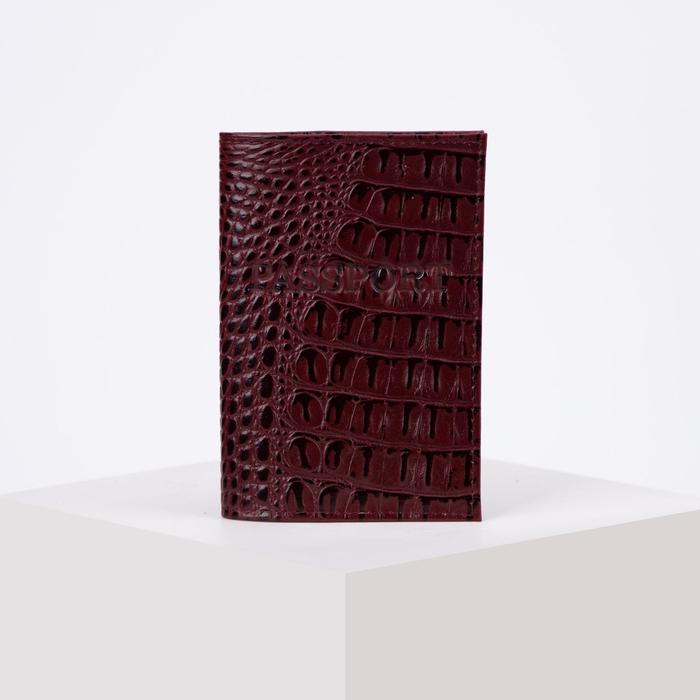 Обложка для паспорта, кайман, цвет бордовый