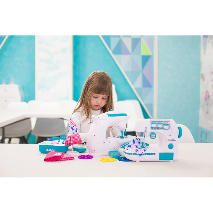 Швейная машина "Карамель" с набором для дизайна одежды и манекеном, цвет мята