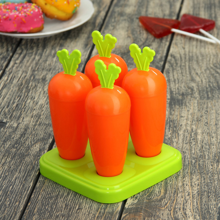 Форма для мороженого "Морковки", 4 ячейки