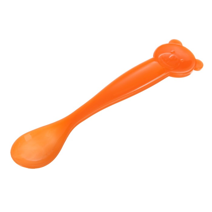 Ложка детская термочувствительная «Мишка» для кормления, от 5 мес., цвет оранжевый