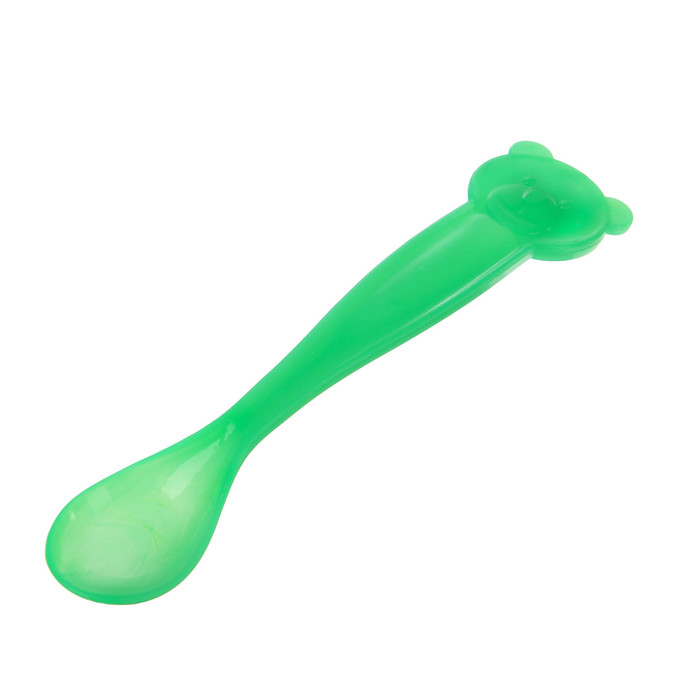Ложка детская термочувствительная «Мишка» для кормления, от 5 мес., цвет зелёный