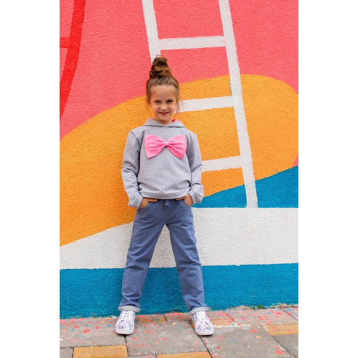Толстовка для девочки MINAKU "Бантик", рост 134-140 см, цвет серый/розовый