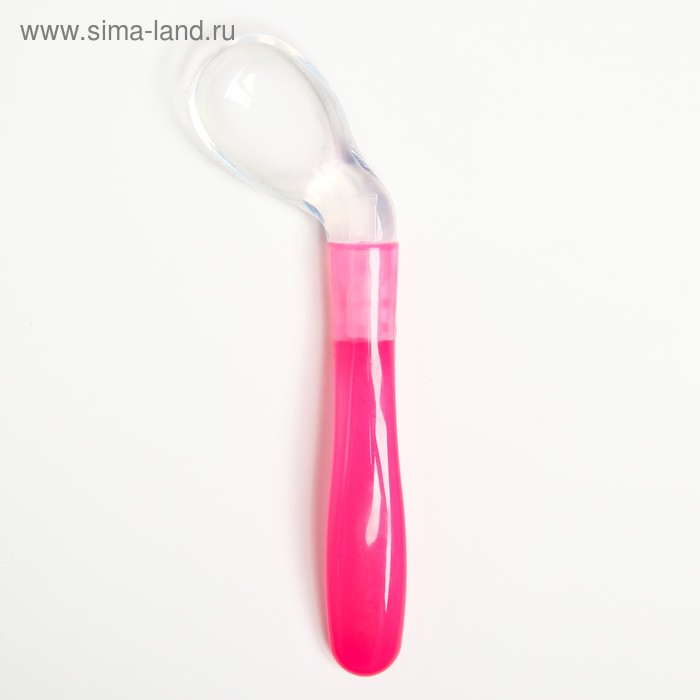 Ложка детская силиконовая «Изогнутая» для кормления, от 5 мес., цвет розовый ложка для кормления силиконовая изогнутая для кормления от 5 мес цвет розовый