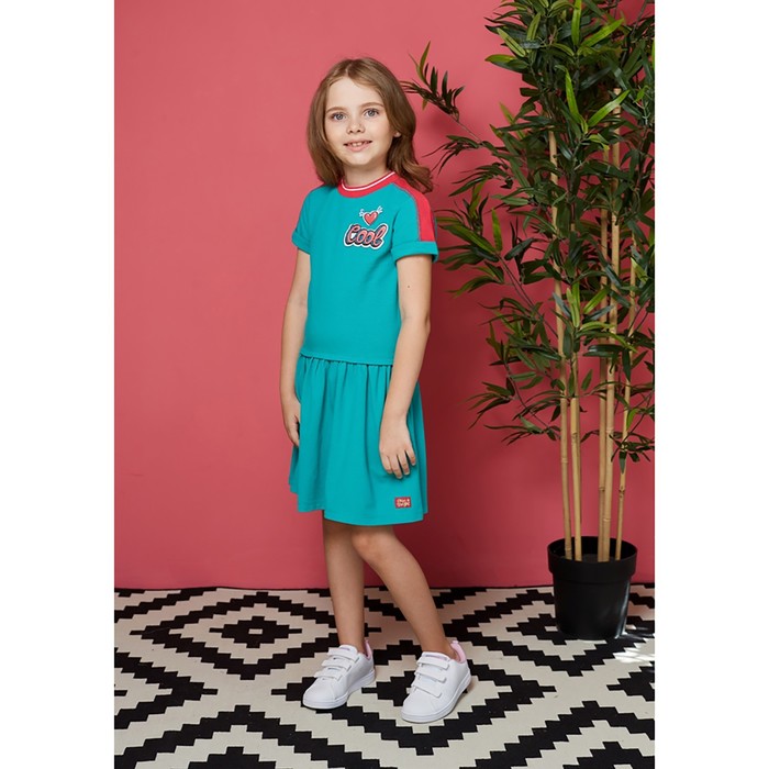 Платье для девочки, рост 98-104 см, цвет зелёный