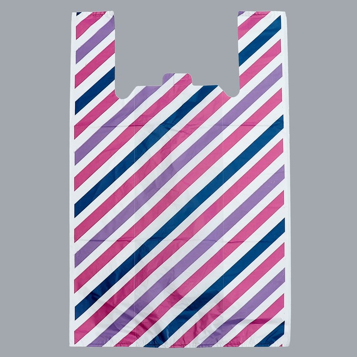 Пакет "Параллели", полиэтиленовый майка, 40 х 65 см, 22 мкм