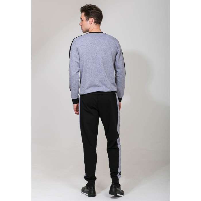 Костюм спортивный с лампасами мужской MINAKU, размер 48, цвет серый+чёрный