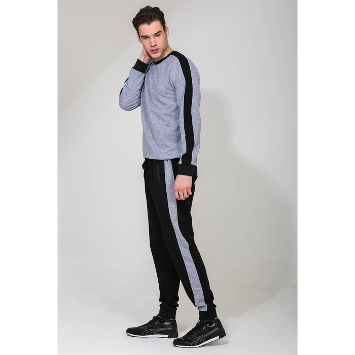 Костюм спортивный с лампасами мужской MINAKU, размер 48, цвет серый+чёрный