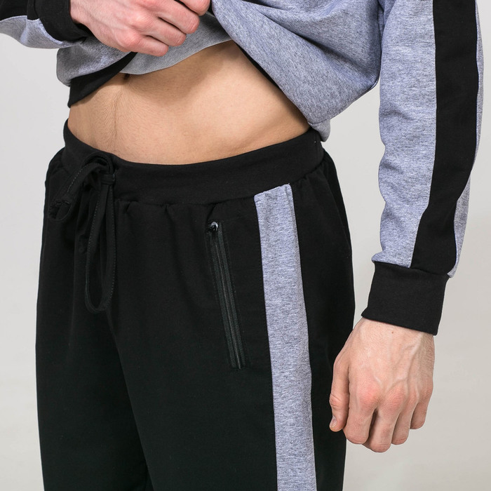 Костюм спортивный с лампасами мужской MINAKU, размер 48, цвет серый+чёрный