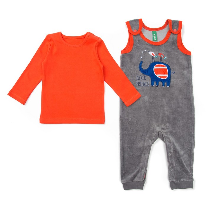 Комплект детский (джемпер,комбинезон), рост 62 см, цвет красный/серый