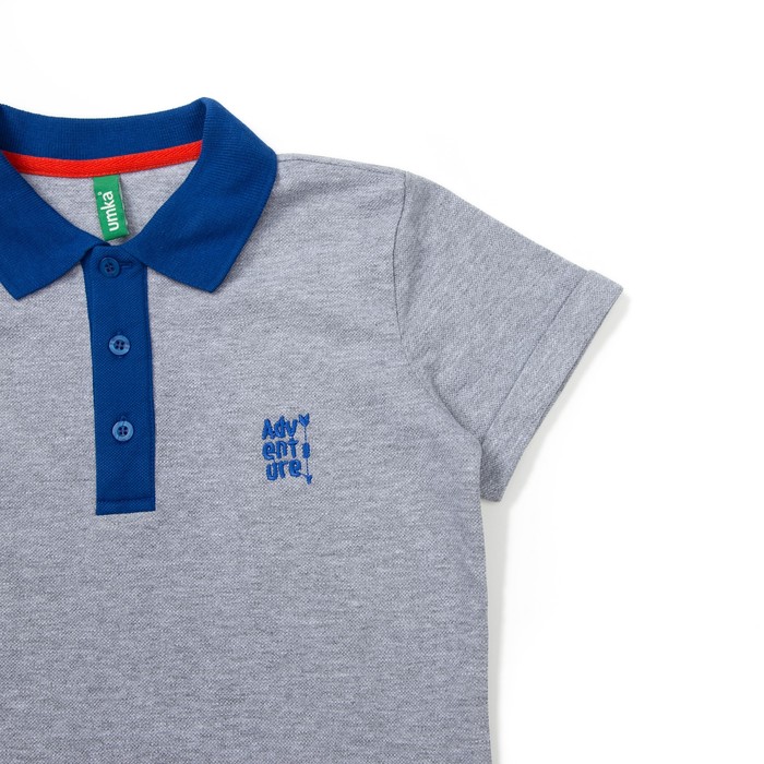 Футболка-поло для мальчика, рост 110-116 см, цвет серый меланж