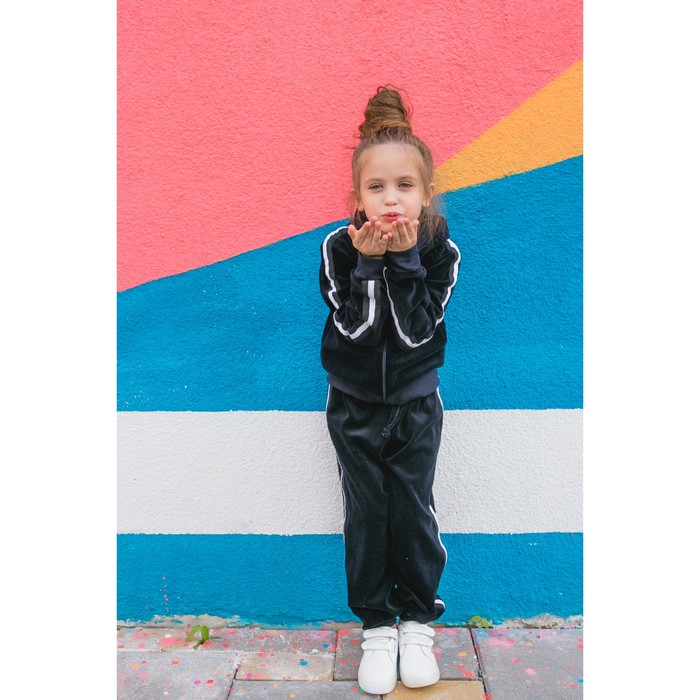 Спортивный костюм из велюра MINAKU, рост 110-116 см, цвет тёмно-синий