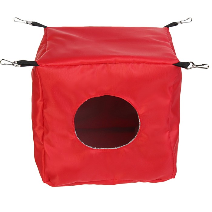 Домик "Куб" для крыс, с 4 карабинами, 15 х 15 х 15 см, оксфорд/флис