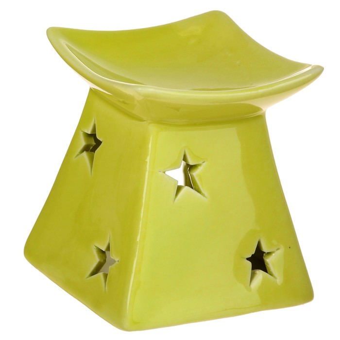 Аромалампа "ЭЛЬФАРМА" пирамидка, узорная в пластиковой коробке (зеленая, белая)