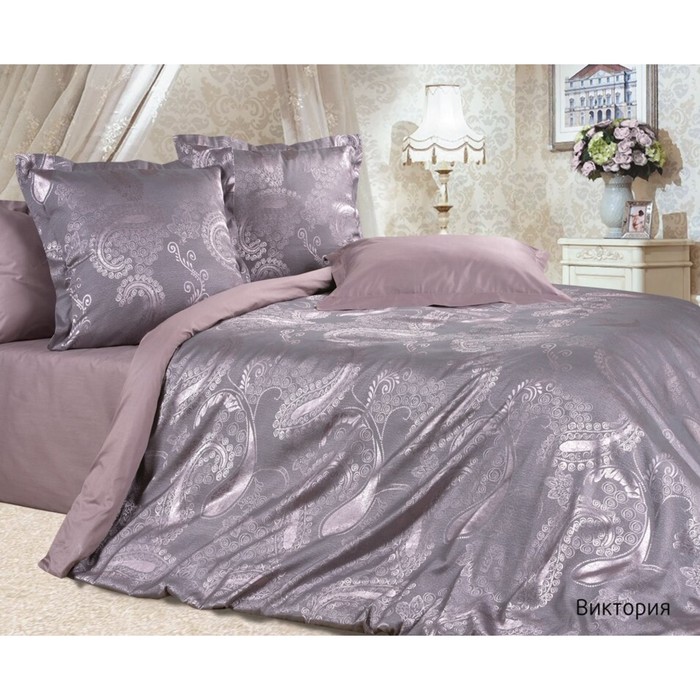 КПБ евро "Виктория", 220х240 см, 200х220 см, 50х70 см, 70х70 см по 2 шт., сатин-жаккард