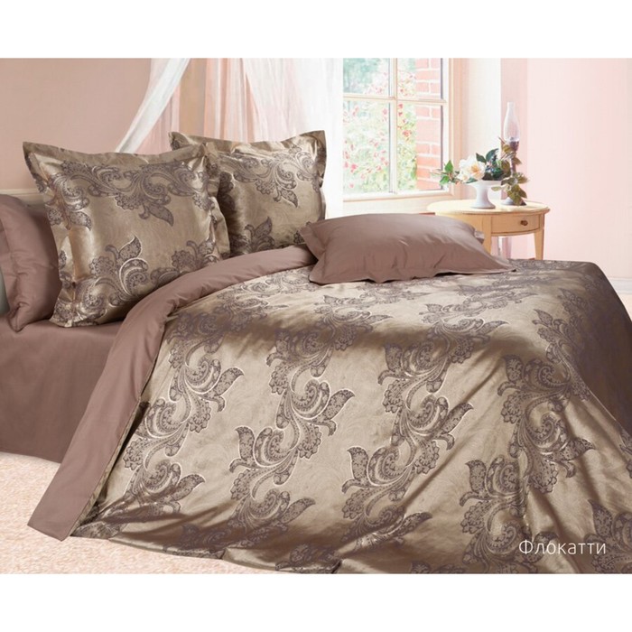 КПБ евро "Флокатти", 220х240 см, 200х220 см, 50х70 см, 70х70 см по 2 шт., сатин-жаккард