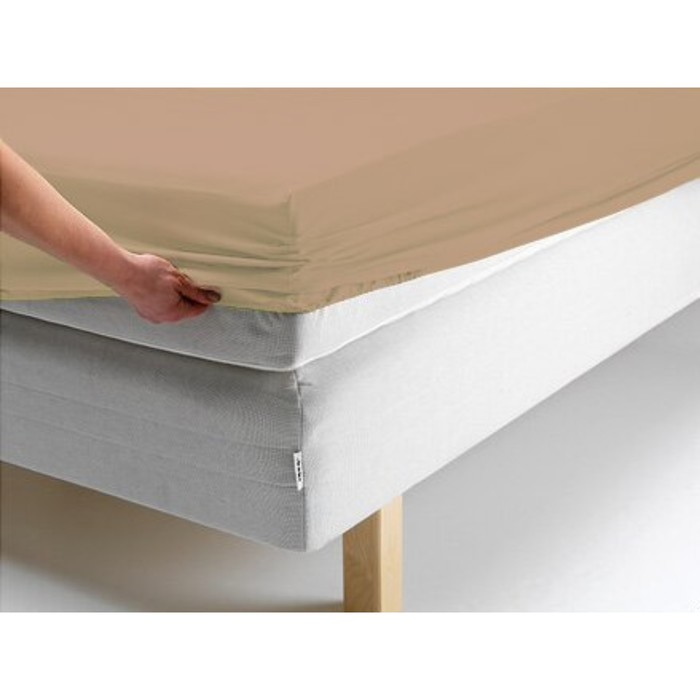 Простыня на резинке, размер 140х200х20 см, цвет бежевый, трикотаж 125 г/м2