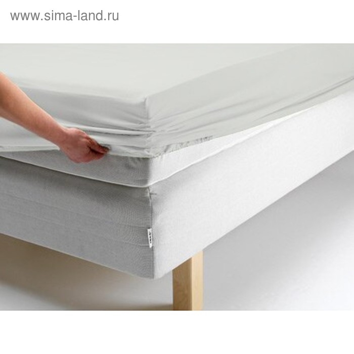 фото Простыня на резинке, размер 140х200х20 см, цвет белый, трикотаж ecotex