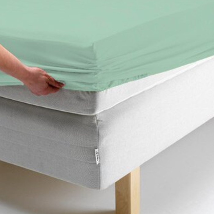 Простыня на резинке, размер 140х200х20 см, цвет ментоловый, трикотаж 125 г/м2