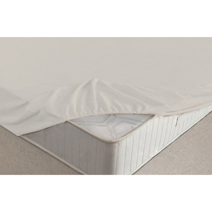 Простыня на резинке, размер 140х200х20 см, цвет молочный, махра 160 г/м2