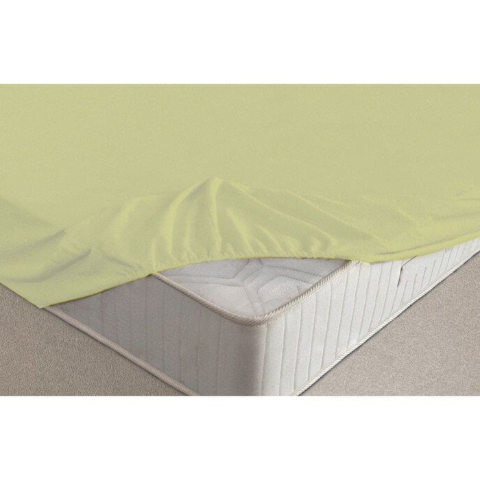 Простыня на резинке, размер 140х200х20 см, цвет салатовый, махра 160 г/м2