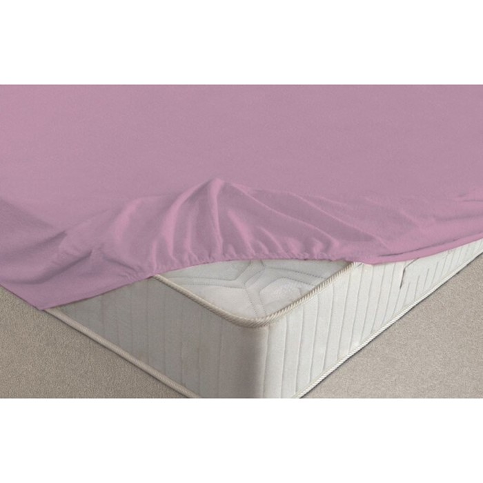 Простыня на резинке, размер 160х200х20 см, цвет фиолетовый, махра 160 г/м2