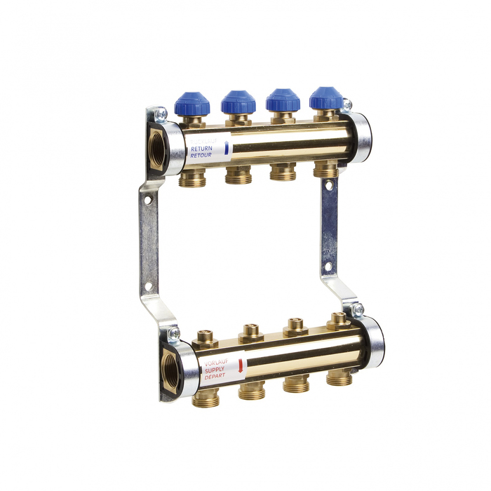 Коллектор Watts HKV/T-4 1"х3/4" 4 вых, для теплых полов, латунь