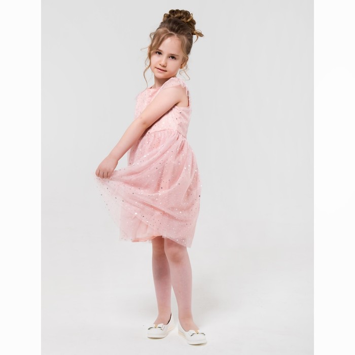 Платье нарядное Minaku "Звездочка" розовый, 104-110 см, п/э, хлопок
