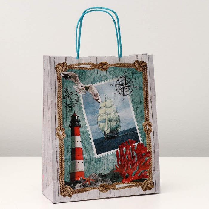 Пакет крафт "Море" 25 х 11 х 32 см