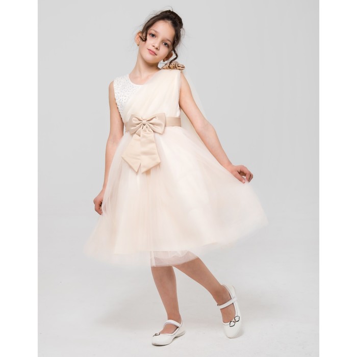 Платье нарядное Minaku "Золушка" бежевый, 116-122 см, п/э, хлопок
