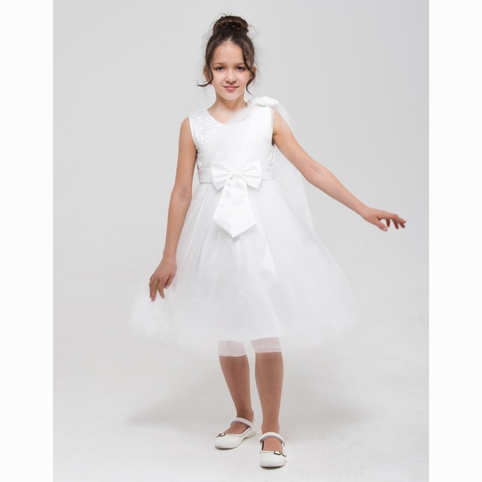 Платье нарядное Minaku "Золушка" белый, 128-134 см, п/э, хлопок