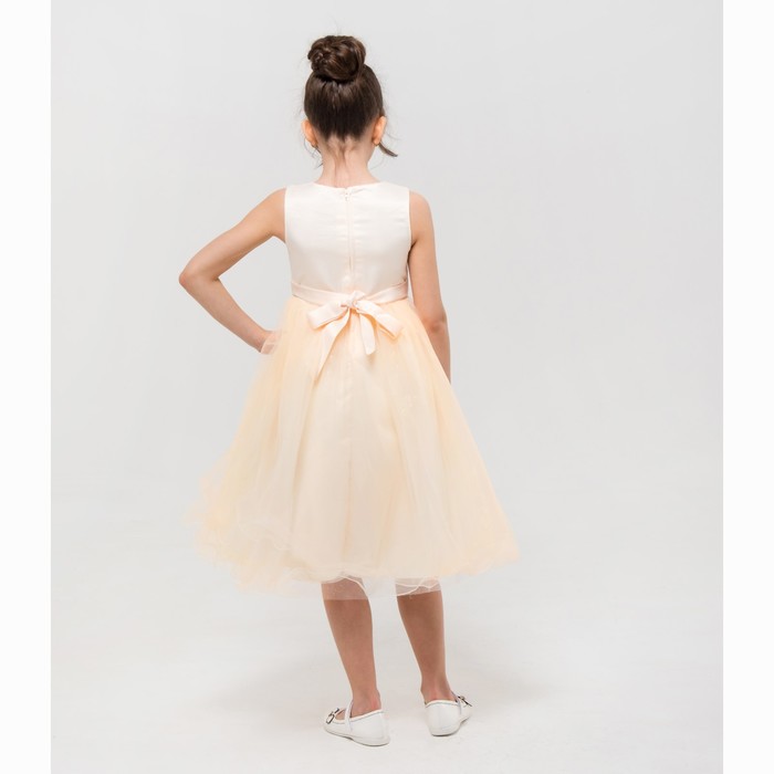 Платье нарядное Minaku "Блеск" бежевый, 134-140 см, п/э, хлопок