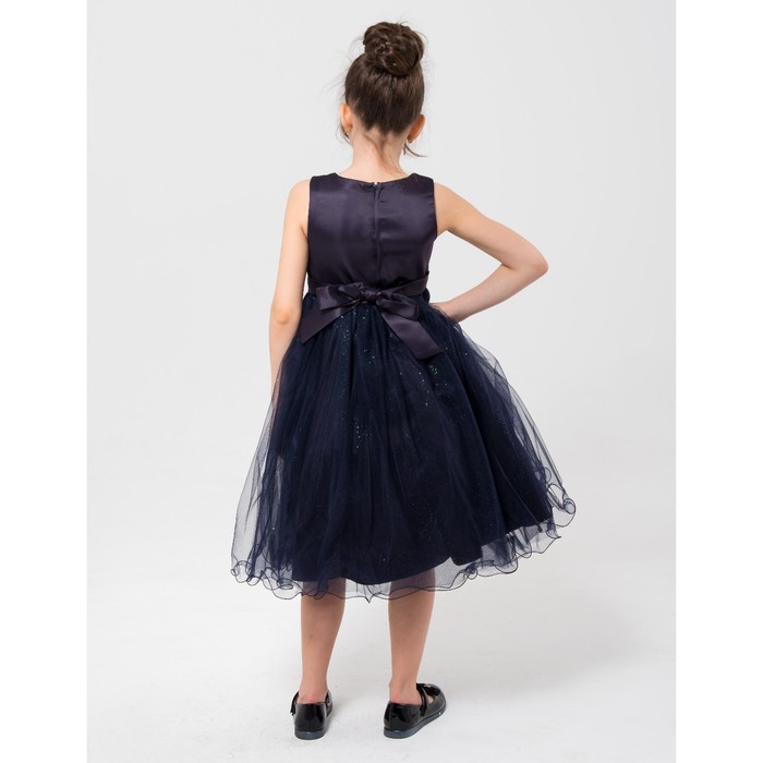 Платье нарядное Minaku "Блеск" синий, 122-128 см, п/э, хлопок