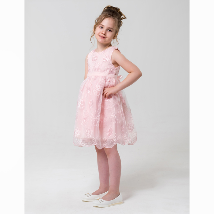 Платье нарядное Minaku "Кокетка" розовый, 104-110 см, п/э, хлопок