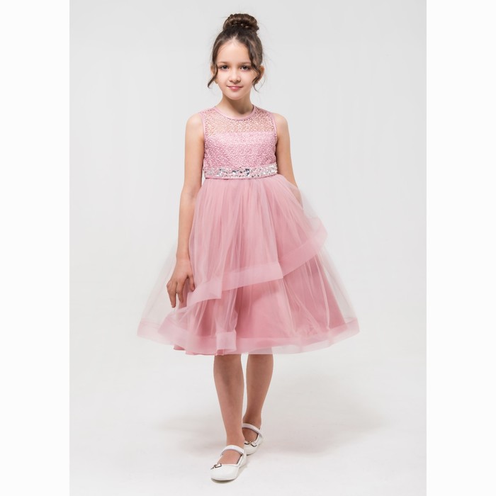 Платье нарядное Minaku "Красавица" розовый, 128-134 см, п/э, хлопок