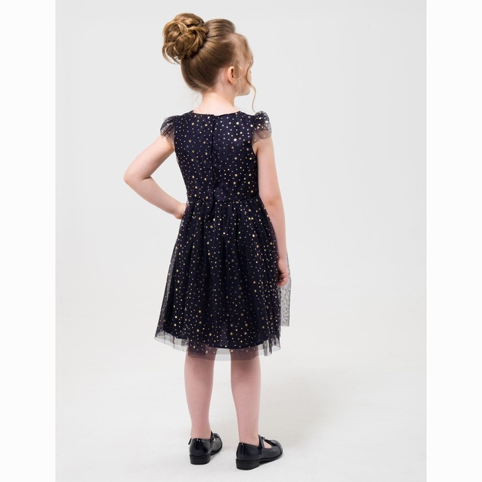 Платье нарядное Minaku "Звездочка" синий, 122-128 см, п/э, хлопок