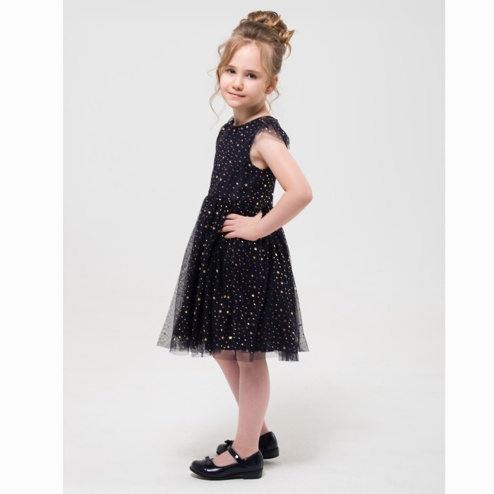 Платье нарядное Minaku "Звездочка" синий, 134-140 см, п/э, хлопок