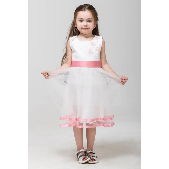 Платье нарядное Minaku "Нежность" белый, 104-110 см, п/э, хлопок
