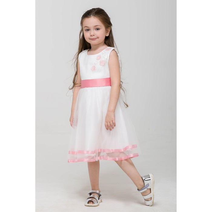 Платье нарядное Minaku "Нежность" белый, 104-110 см, п/э, хлопок