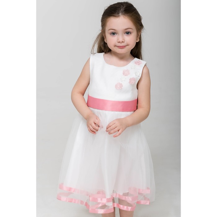 Платье нарядное Minaku "Нежность" белый, 104-110 см, п/э, хлопок