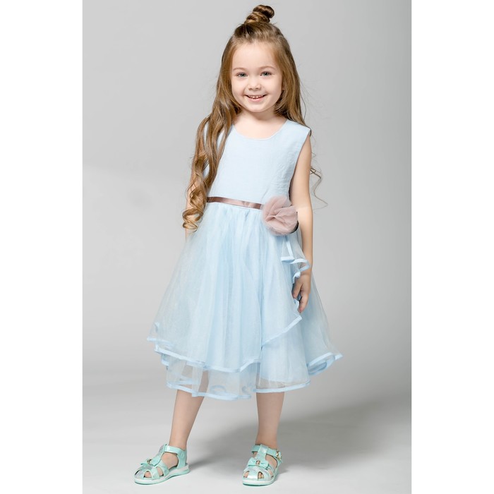 Платье нарядное Minaku "Лазурная" голубой, 98-104 см, п/э, хлопок