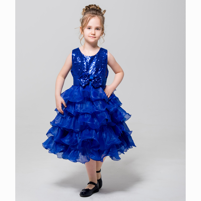 Платье нарядное Minaku "Мечта" синий, 122-128 см, п/э, хлопок