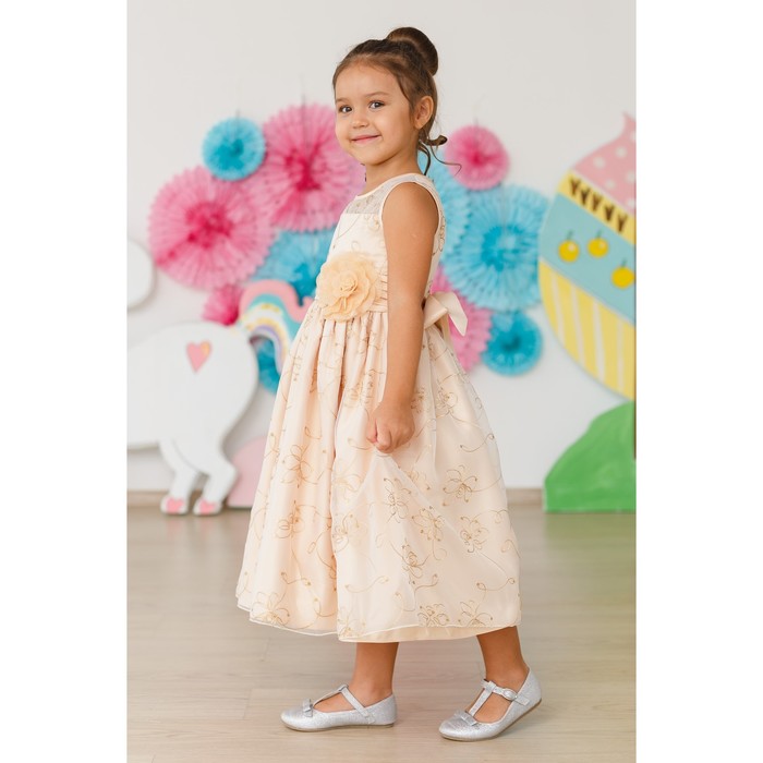 Платье нарядное Minaku "Сказка" бежевый, 128-134 см, п/э, хлопок