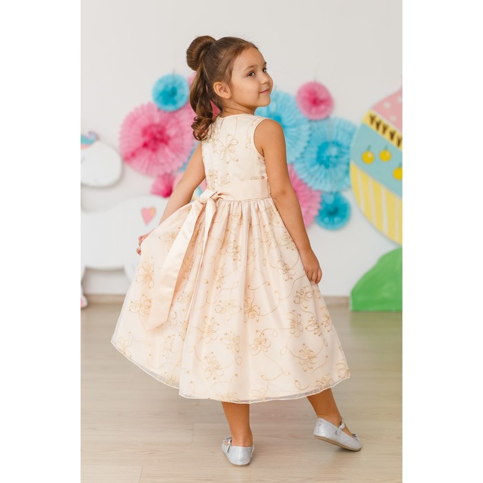 Платье нарядное Minaku "Сказка" бежевый, 128-134 см, п/э, хлопок