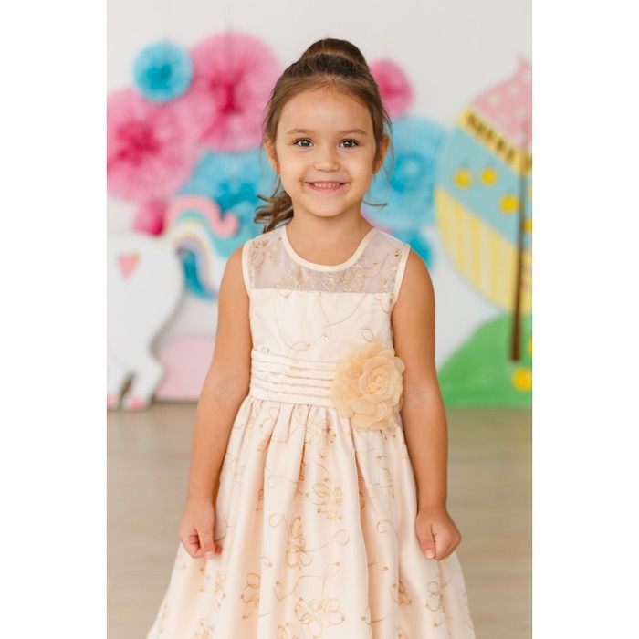 Платье нарядное Minaku "Сказка" бежевый, 128-134 см, п/э, хлопок