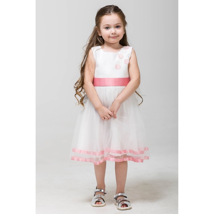 Платье нарядное Minaku "Нежность" белый, 98-104 см, п/э, хлопок