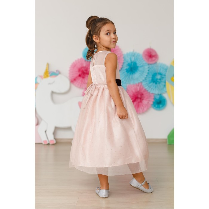 Платье нарядное Minaku "Цветочек" бежевое, 104-110 см, п/э, хлопок